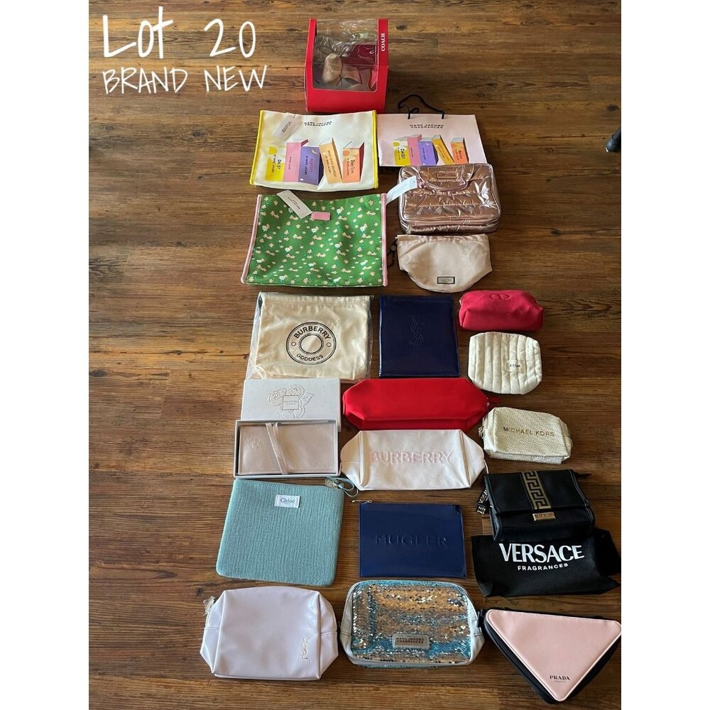 Lot of 20 Designer Makeup Bags & Cosmetic Train Cases - Brand New Totes